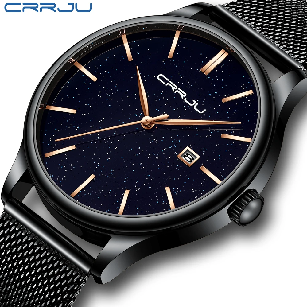 Relogio Masculino CRRJU новые мужские часы Топ бренд Роскошные модные Звездное небо