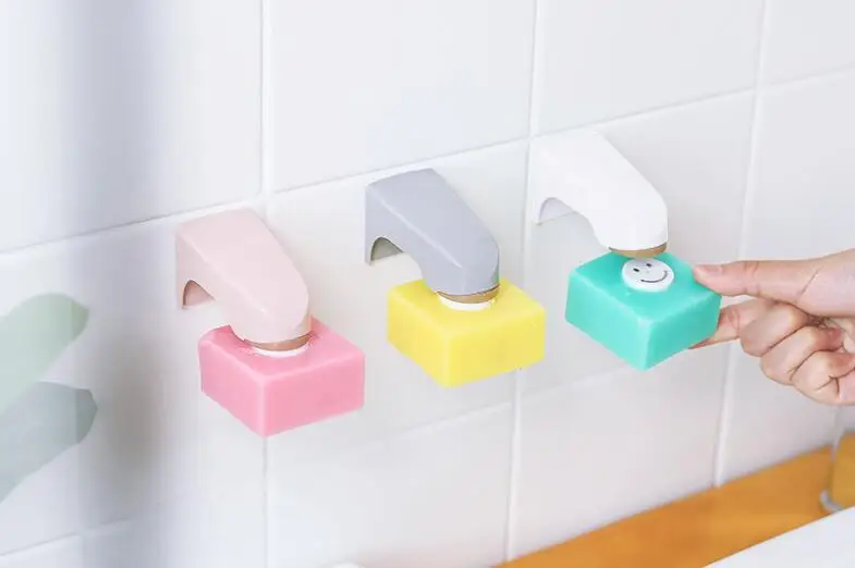 Bathroom Magnetic Soap Holder Container Dispenser Wall Attachment Dishe