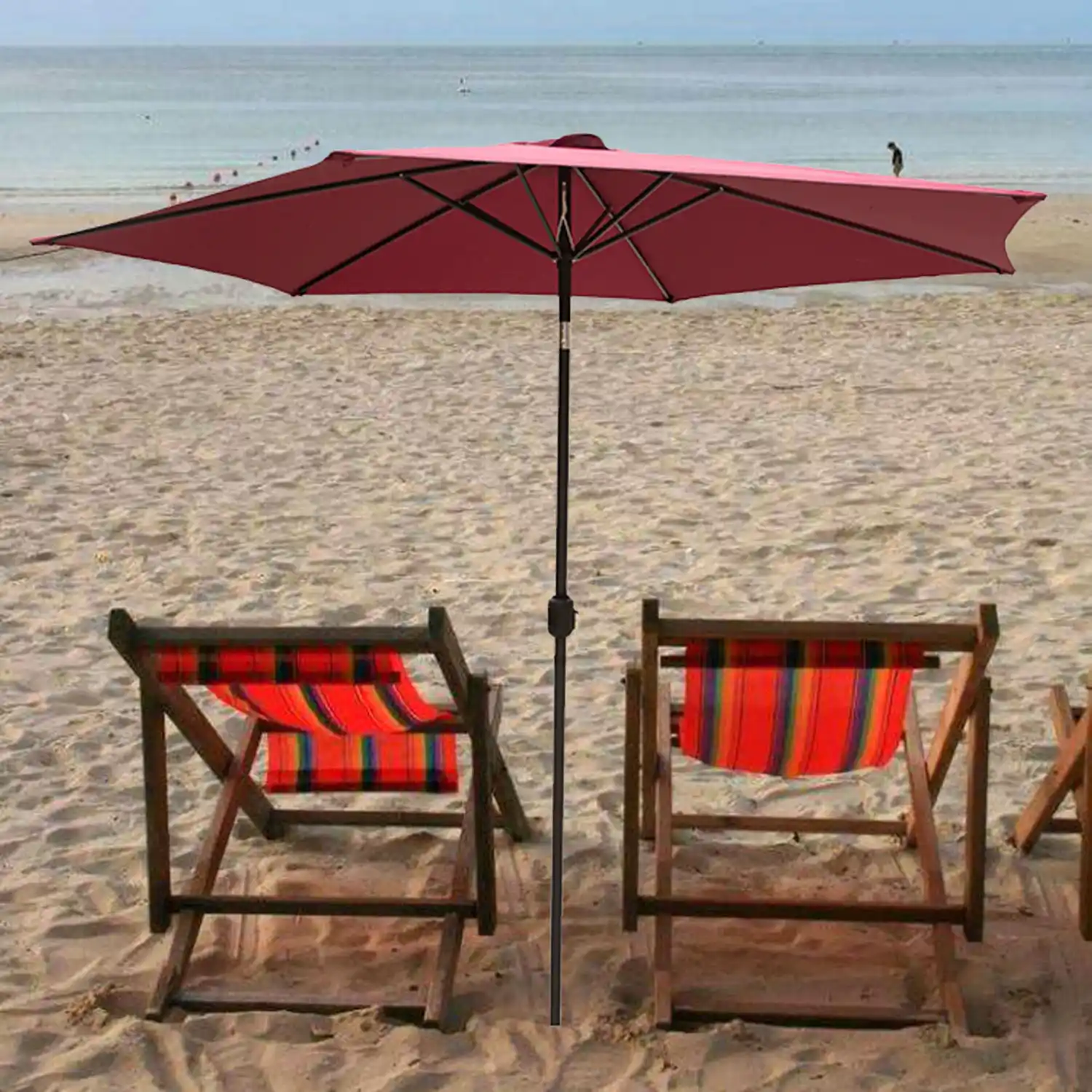 Outdoor Patio Umbrella Market Table Yard Garden Beach Summer Shade W Crank Tilt Shade 8ft Red Green Blue Brown Patio Umbrellas Bases Aliexpress