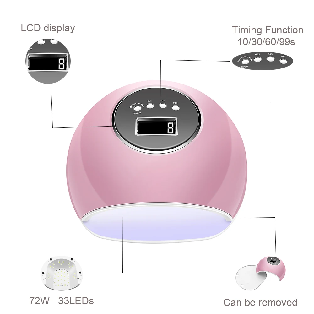 Bfaccia 72 Вт отверждения светодиодный Сушилка для ногтей 33 шт. светодиодный для ногтей/30 S/60 S/99 S Установка таймера сушка лака для ногтей
