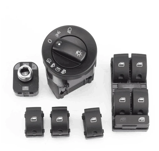 Master Window Switch, RovKeav 6pcs Car Headlight Mirror Window Master Control Switch Kit For A4 B6 B7 2002 2008