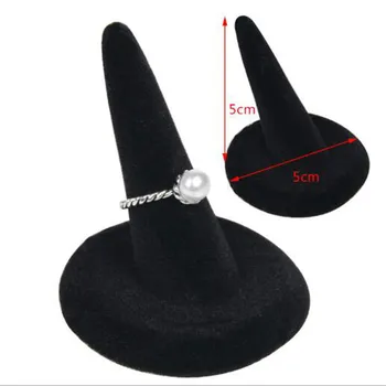 

Velvet Finger Cone Fingertip Ring Stand Display Black Mountain Ring Jewelry Display Stand Holder Storage Showcase Organizer