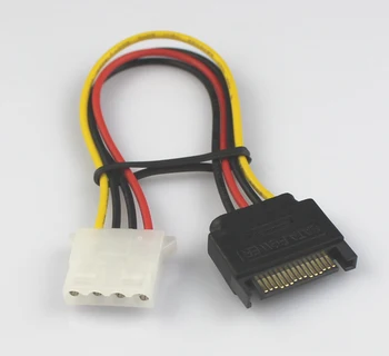 

High quality 18AWG 15 Pin SATA Male to Molex IDE 4 Pin Female Adapter Extension Power Cable,200pcs/lot