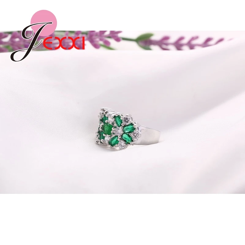 Горячая 925 пробы серебряные женские обручальные кольца с цветными блестящими фианитами кубические Кольца для дам