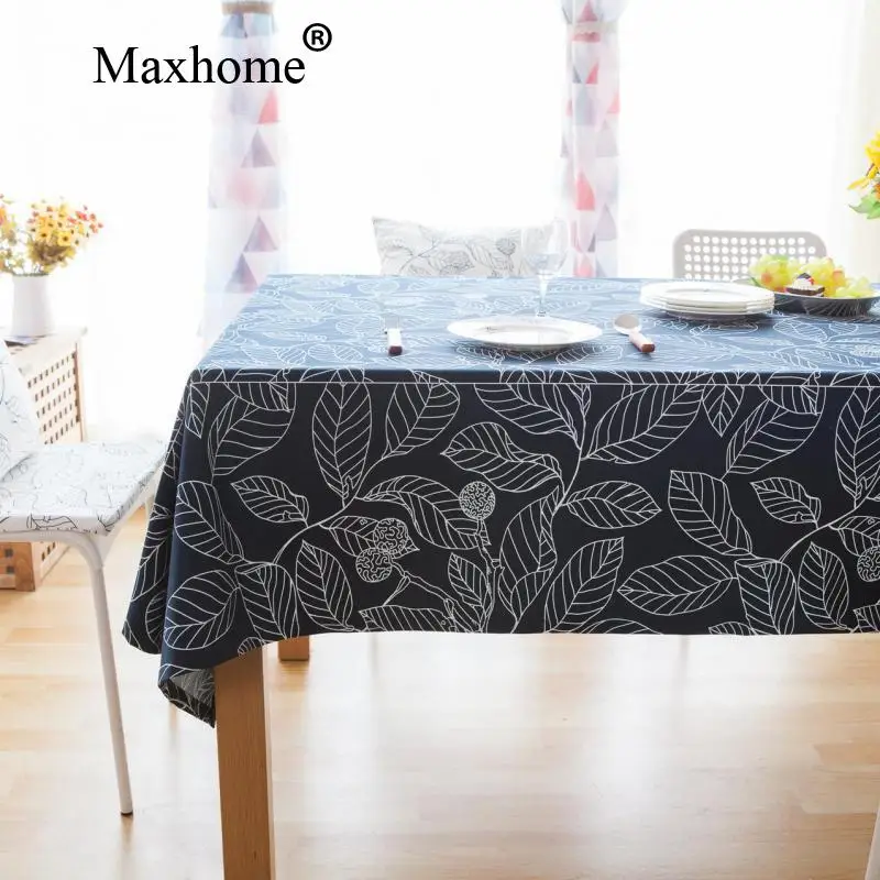 European Simple Table Cloth Cotton Fabric Tablecloths Blue And White