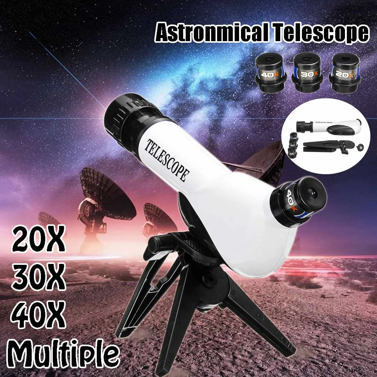 

Outdoor Monocular Space Astronomical Telescope 20X-40X Kids With Multi-eyepiece For Children Science Education