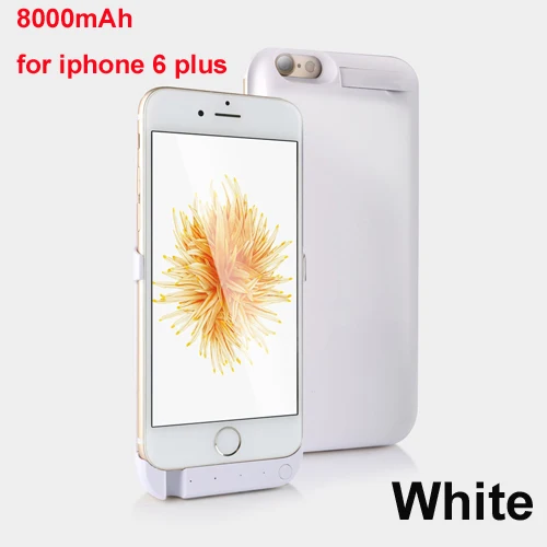 For I6 Plus White Высокое качество 5000/8000 мАч батарея чехол для iPhone 6 6s плюс зарядное устройство чехол для iPhone 6 S 6s зарядное устройство чехол - Цвет: For I6 Plus White