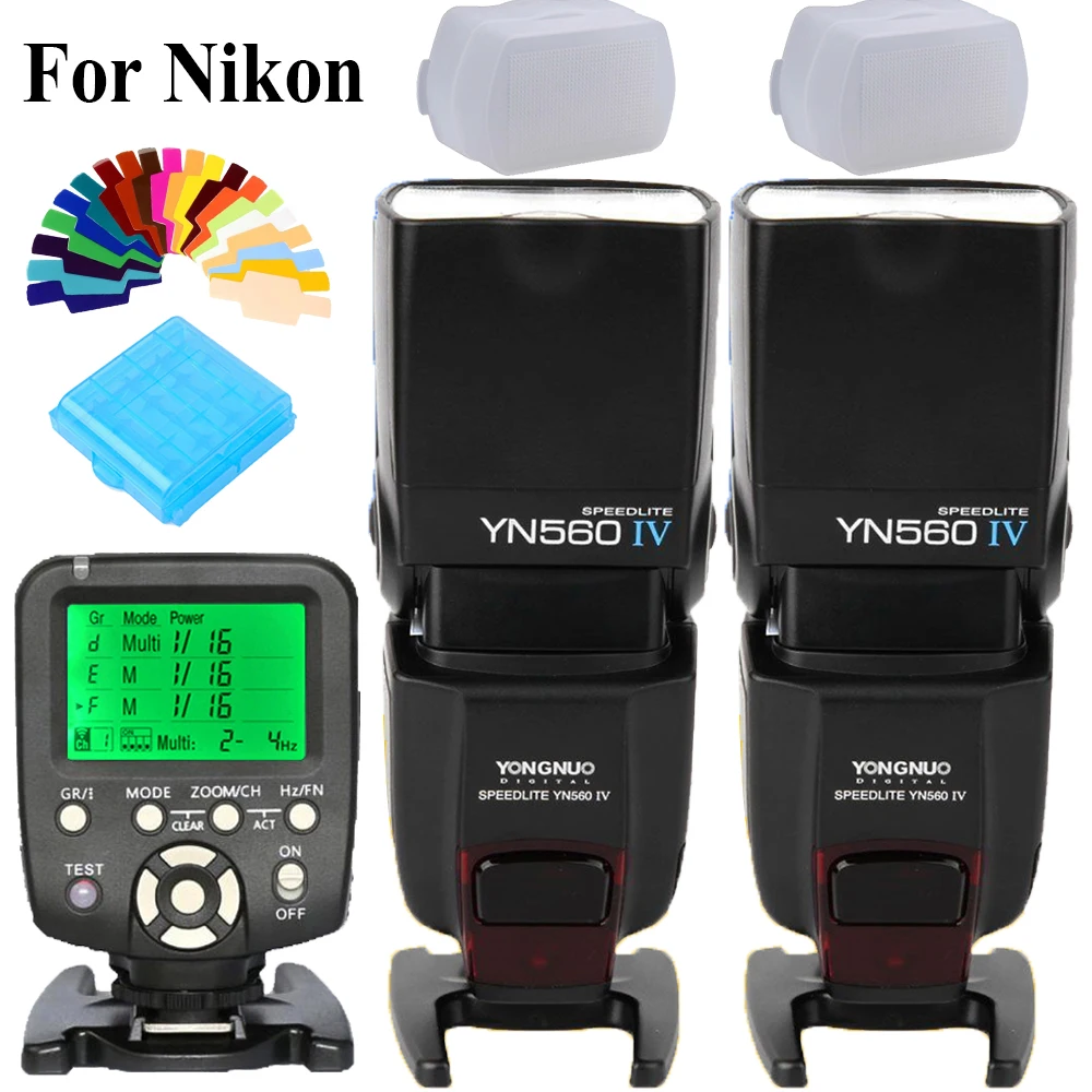 

Yongnuo YN-560 IV YN560IV 2.4G Wireless Flash Speedlite FlashLight X2 + YN560-TX YN560TX Flash Trigger For Nikon DSLR Cameras