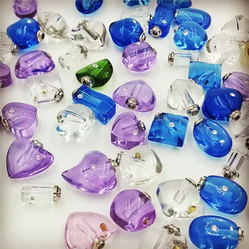 

10pieces mixed shape mixed color Crystal Vials perfume pendant Rhinestone vial pendants handmade jewelry name or rice art