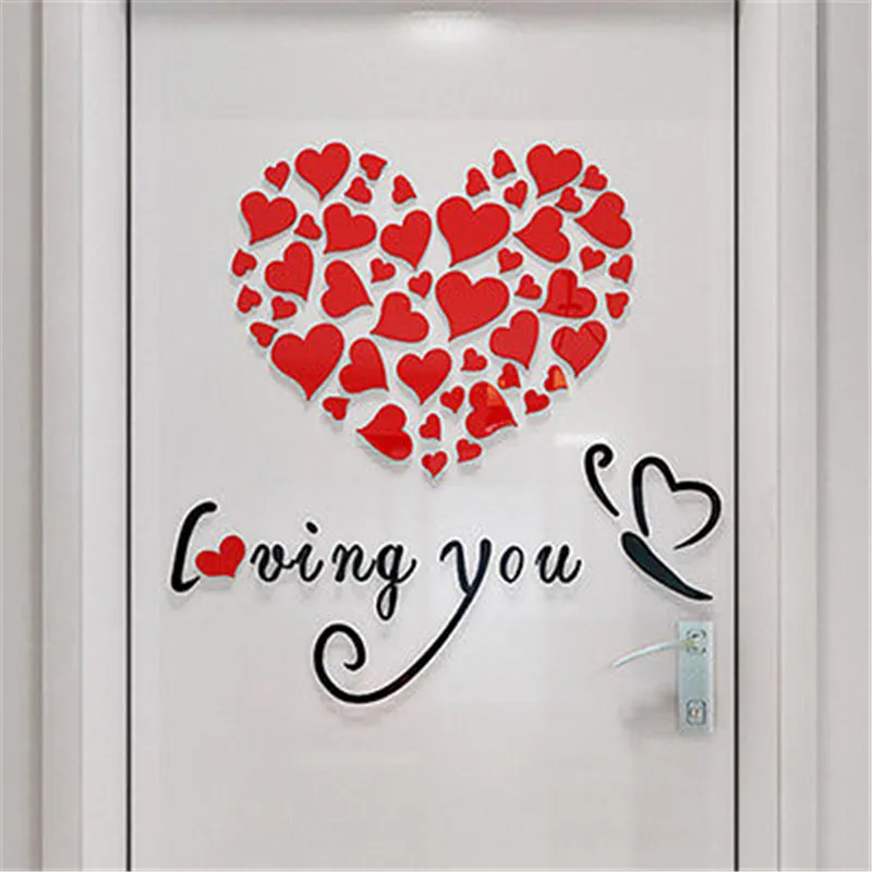 Removable Modern DIY 3D Mirror Love Heart Shape Wall Sticker Romantic Decor Acrylic Waterproof Decal Art 2019 | Дом и сад