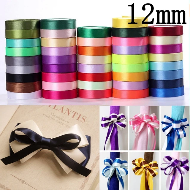 Бесплатная доставка хлопковая шелковая атласная лента 12 мм 25 ярдов полиэфирная