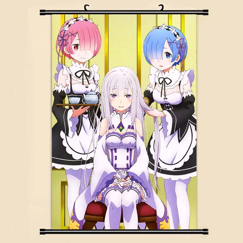 Аниме Манга Re Zero Kara Hajimeru Isekai Seikatsu Настенная картина прокрутка 40x60 обои наклейки