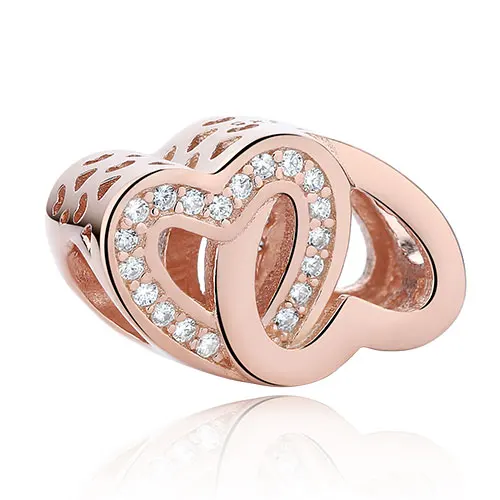 Подлинный eleshe розовый золотое любовное сердце бисер Подходит браслет ожерелье для женщин DIY модное ювелирное изделие - Цвет: PY1408