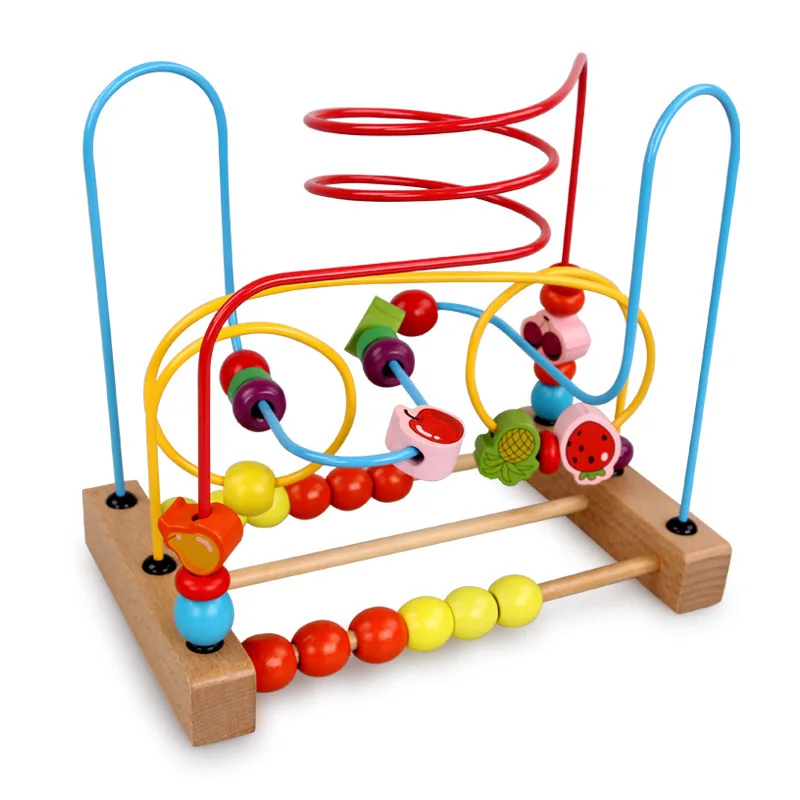 

Baby Bead Maze Roller Roaster Fine Motor Skills Training Toys, Made of Beech Wood