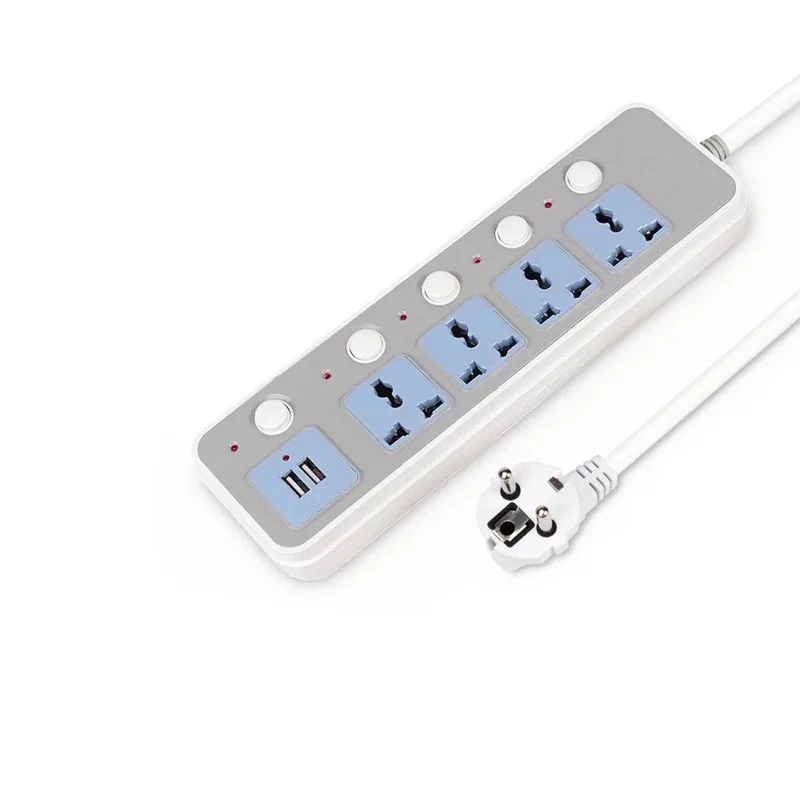 

AU UK EU Plug To Universal Socket 10A 2500W Smart Power Strip Outlet 2USB charging multifunction adapter enchufe Travel socket