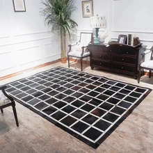 Роскошный Ковер из воловьей кожи, большой размер, натуральный меховой ковер из коровьей кожи, клетчатый декоративный коврик для гостиной, спальни