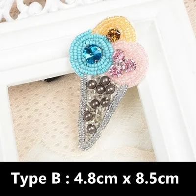 1PCS Tassel Star Crown Heart Ice Cream Rhinestones Bead Brooch Patches Applique sew on patch fashion clothing decoration patch TYPE B
