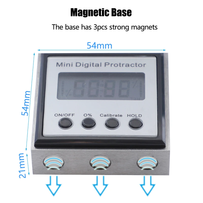 4*90 градусов цифровой транспортир Инклинометр Измеритель угла нержавеющая сталь Сильный магнитный базовый уровень коробка измерительные инструменты