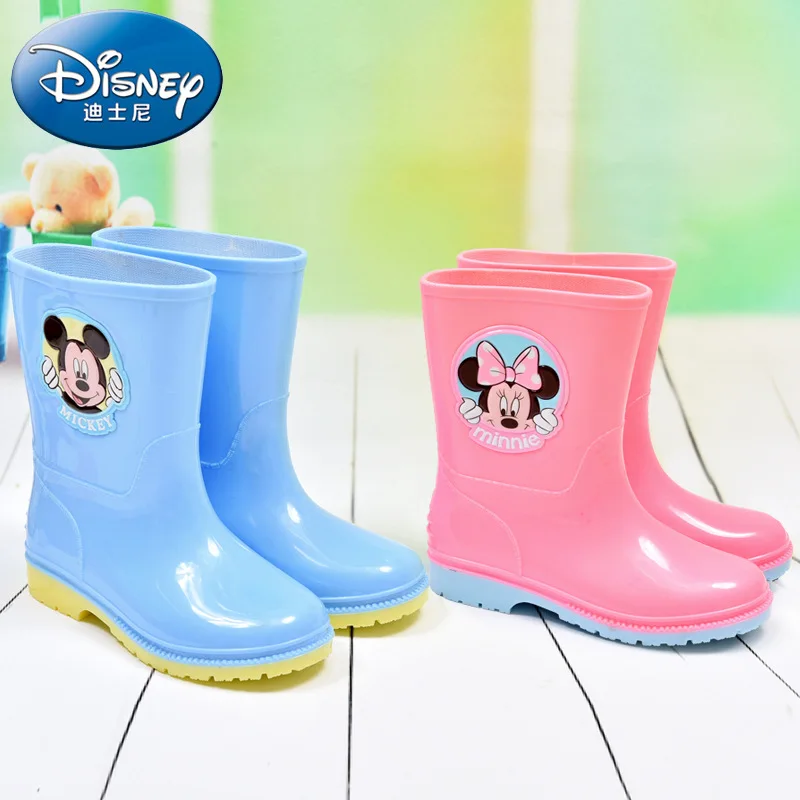 Детские резиновые сапоги Disney для мальчиков и девочек Нескользящие с Микки Маусом