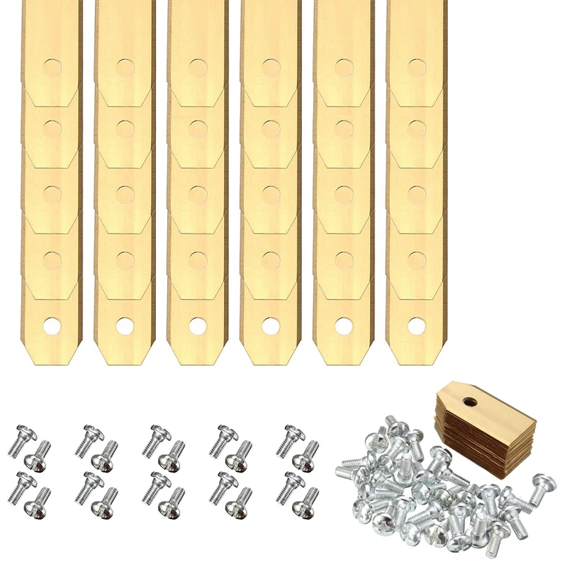 

30pcs x 0.6mm Gold Titanium Replacement Lawnmower Blades with Screws for Automower Accessories