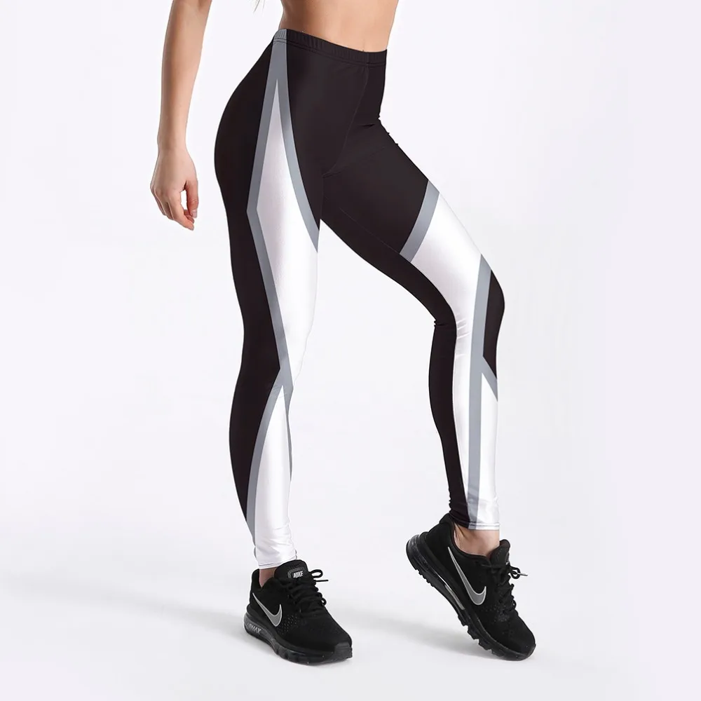 

Sexy Fashion Shape White Around Printed Female Fitness Leggings Women's Workout Cute Elastic Pants Drop Shipping