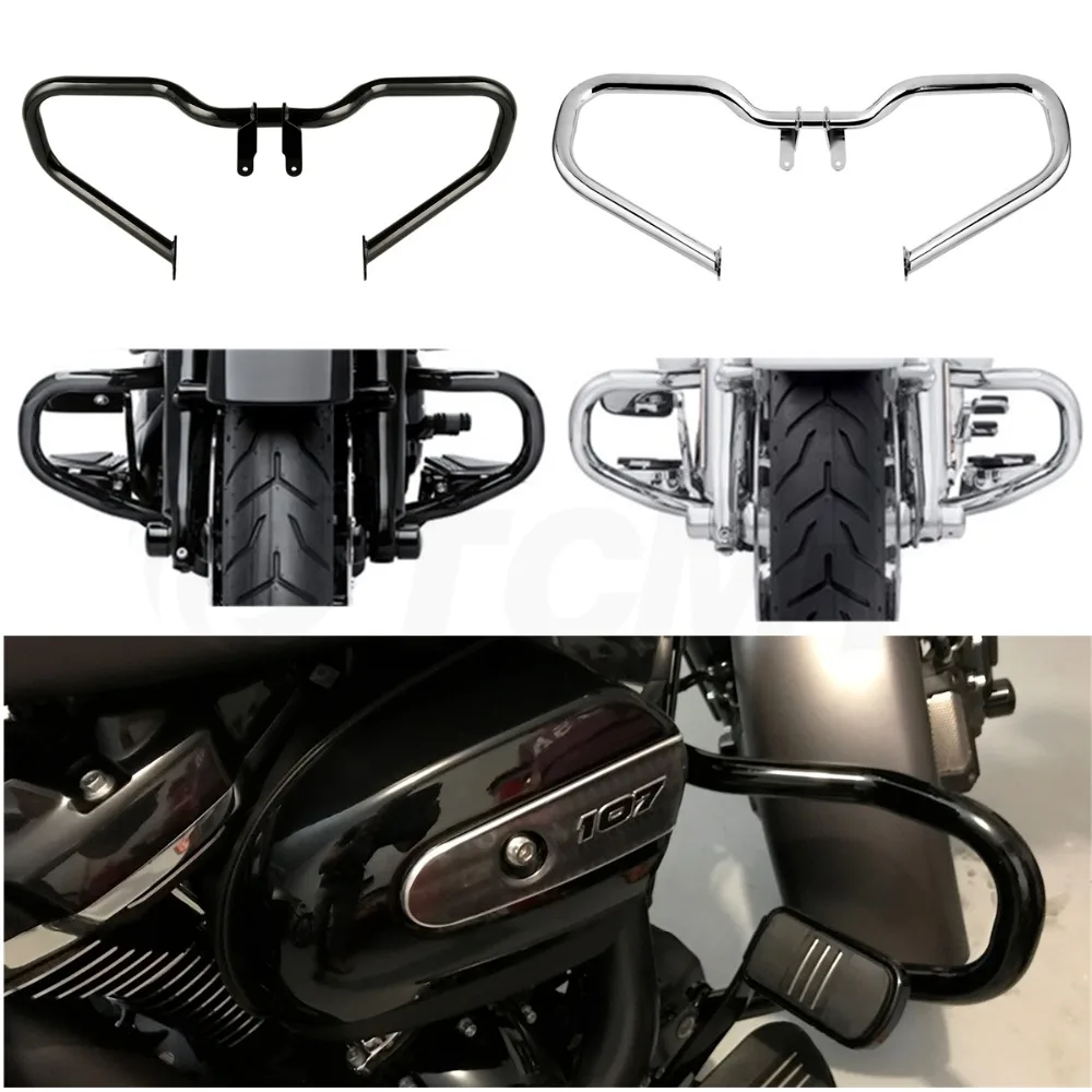 

Motorcycle Chopped Engine Guard Crash Bar For Harley Touring Street Glide FLHX Road King FLHR 2014-2019 Black/Chrome