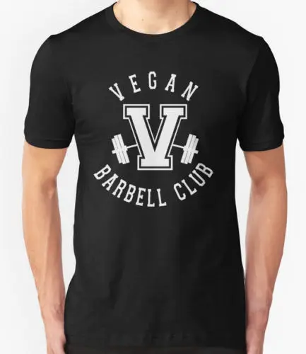 VEGAN TSHIRT BARBELL CLUB GYMed WEIGHTS TOP S-5XL Round Neck T-Shirt | Мужская одежда