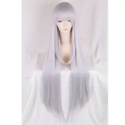 100 см Re: жизнь в другом мире от нуля Эмилии серебряный белый парик с длинными прямыми волосами косплэй костюм синтетические волосы женский