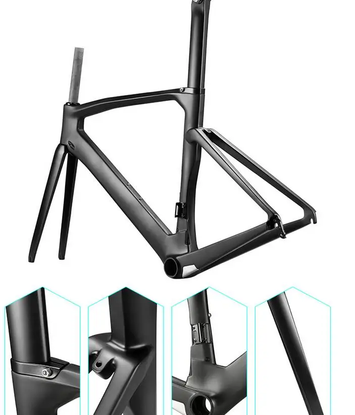 Cheap Newest style white sky bicycle carbon framset glossy finish  race bike carbob framset 1k T1100 bicycle frameset made in china 0