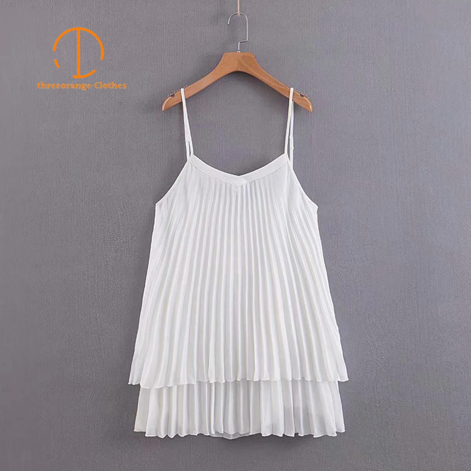 

Dress women sexy Spaghetti straps pleated off shoulder backless cascading hemlines summer Casual loose underwear mini dresses
