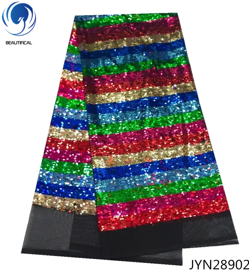

BEAUTIFICAL Fish scales nigerian sequin lace fabrics african sequins lace fabric 2018 multicolor latest net laces 5yards JYN289