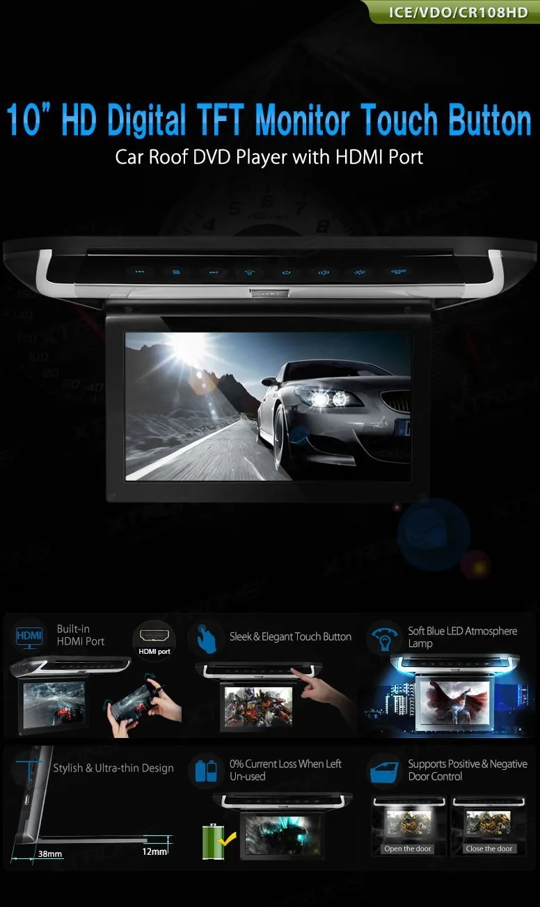 Cheap Xtrons 10.1" HD Digital TFT Car Roof Monitor DVD car roof flip down monitor SD/ USB/thin stylish design with 2pcs IR headphones 0 Cheap Xtrons 10.1" HD Digital TFT Car Roof Monitor DVD car roof flip down monitor SD/ USB/thin stylish design with 2pcs IR headphones 0