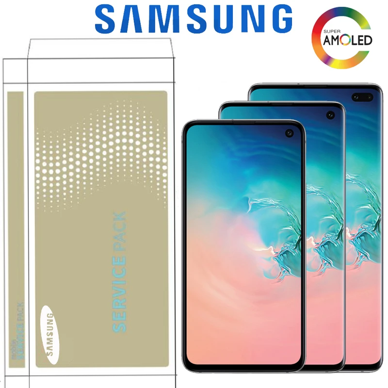 

The 1440*3040 LCD For SAMSUNG Galaxy S10E S10 G9730 Display S10+ Plus G9750 Touch Screen Digitizer Assembly With Service Pack