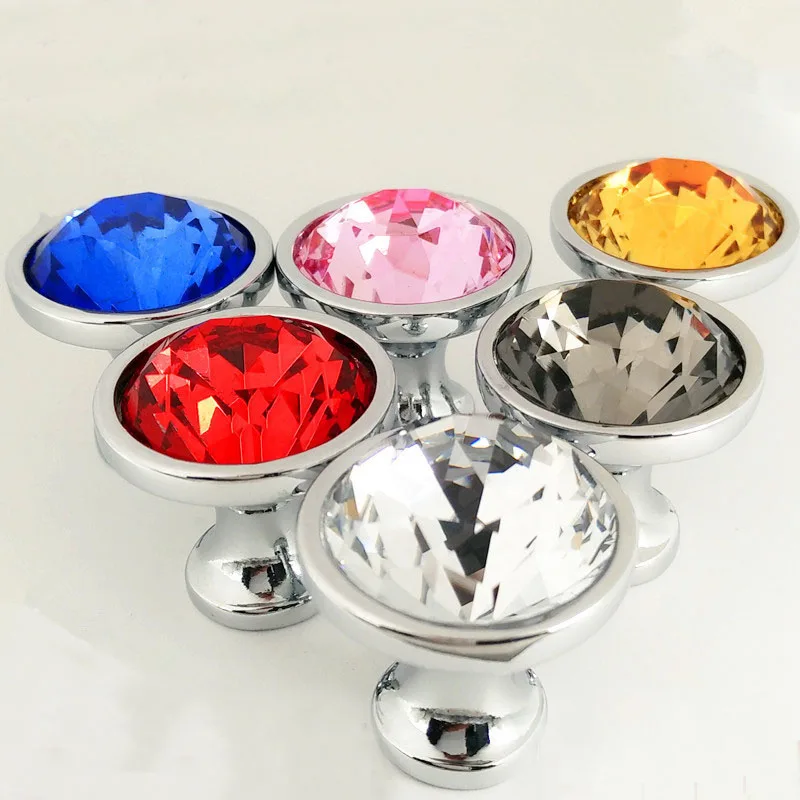 5PCS crystal drawer knobs kitchen Knob Pull Handle Colorful