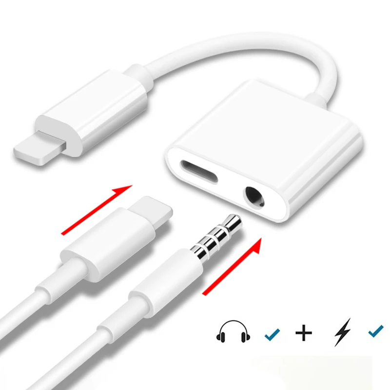 Goedkoop Voor iPhone iOS 10.3 11 2 in 1 Adapter voor Bliksem naar 3.5mm Jack Hoofdtelefoon Koptelefoon Audio Kabel Opladen voor iPhone X 7 8 plus