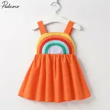 Летнее Радужное платье на бретельках для маленьких девочек; сарафан принцессы; одежда без рукавов; платье радуги; сарафан; От 1 до 5 лет