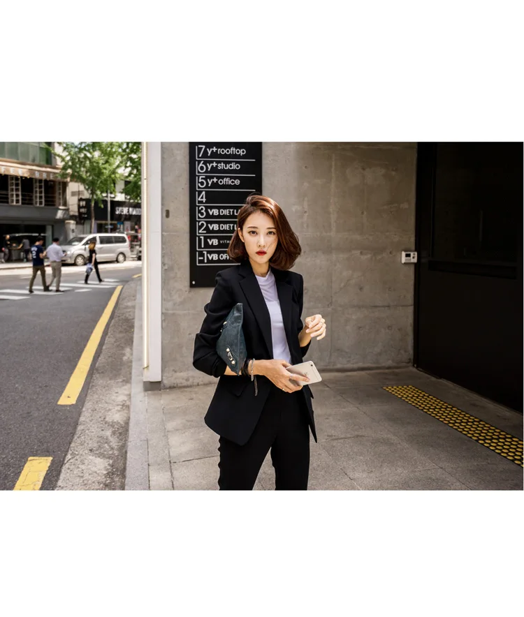 2019 осенний Новый корейский Повседневный маленький костюм женский длинный секционный тонкий для похудения профессиональный костюм