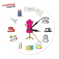Tailor Shop Quilting and Sew Time Seamstress Modern Wall Clock Customize The Label Sewing Sign Wall Clock Personalize With Name 2