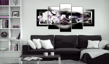 

5PCS/Set Abstract Black Star Orchid Flower Art Print Frameless Canvas Painting Wall Picture Home Decoration