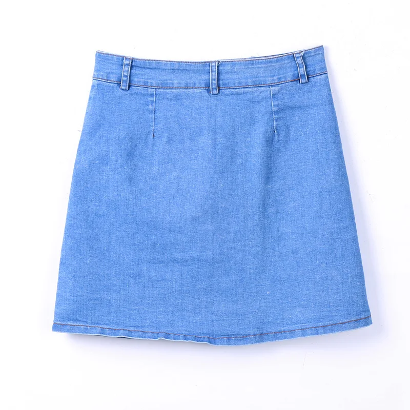 Новые модные женские летние джинсовые юбки синие однобортные узкие мини-юбки с высокой талией Размер S-2XL