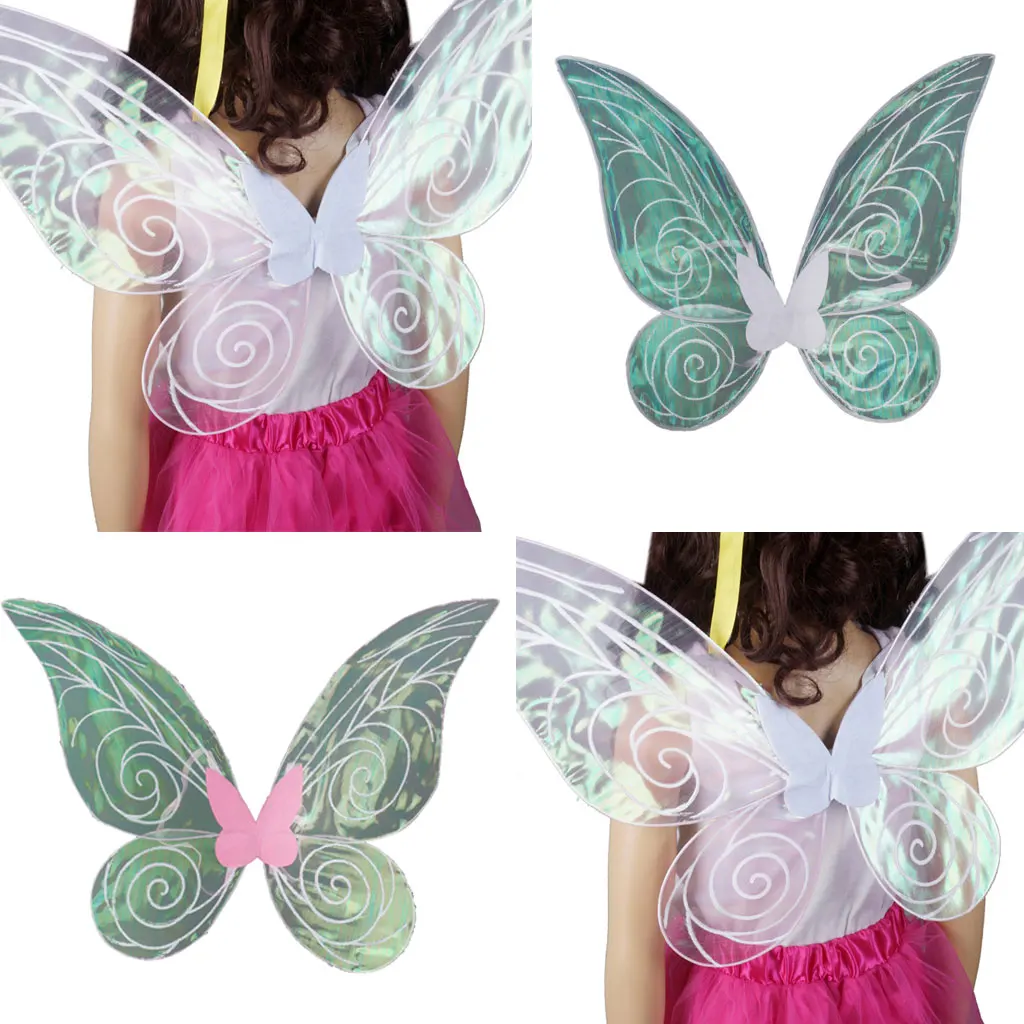1 Pair Shiny Color Fairy Butterfly Wings Angel Wing for Kids Girls Party Costume Cosplay Outfits