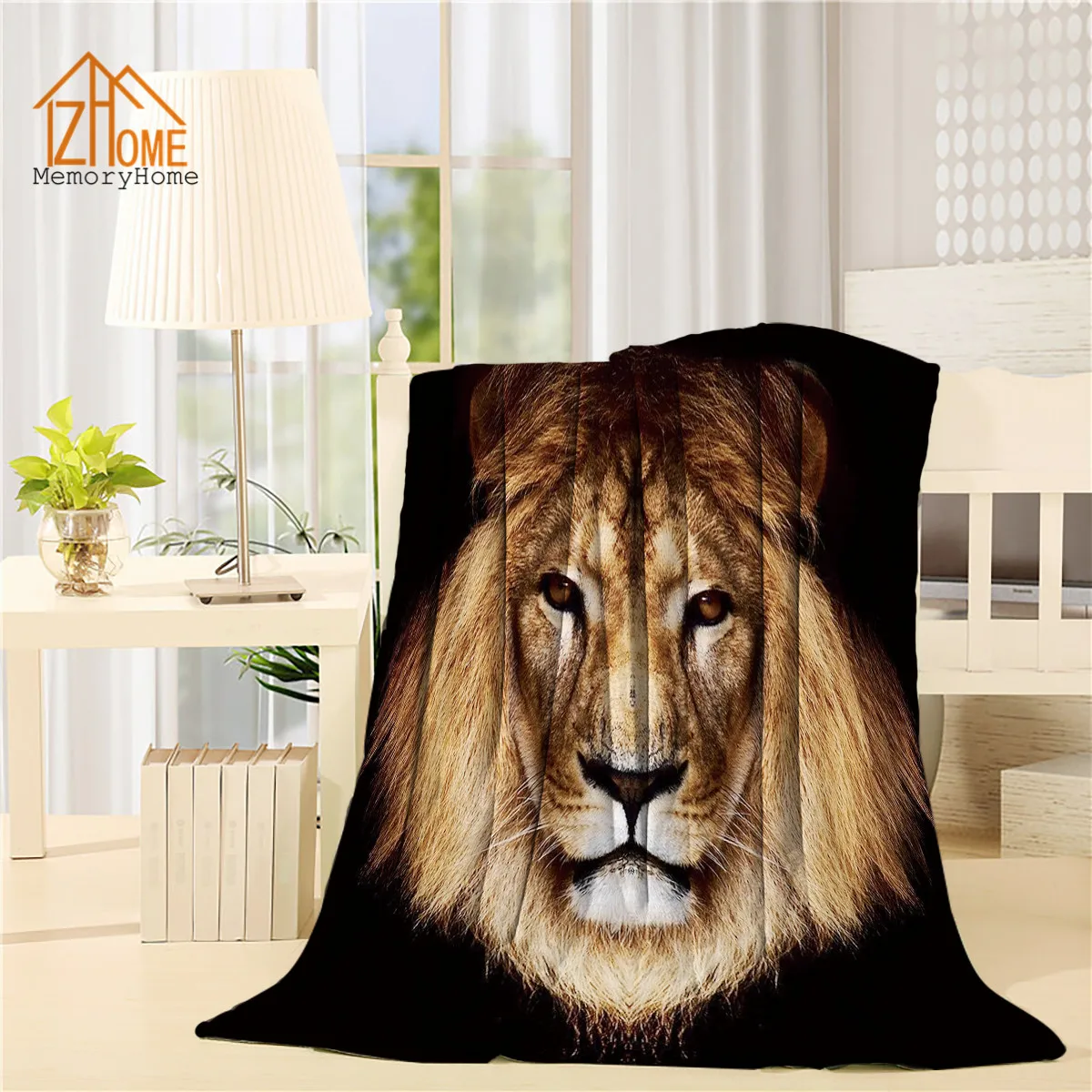 Memory Home Personalized Fleece Blanket Throw Custom Cool Lion Animal