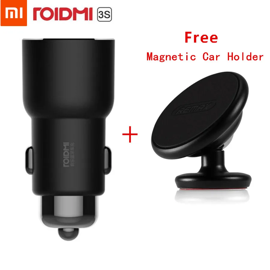 Xiaomi ROIDMI 3S Bluetooth 5 в 3.4A автомобильное зарядное устройство музыкальный плеер FM Smart APP+ магнитный автомобильный держатель для смартфона