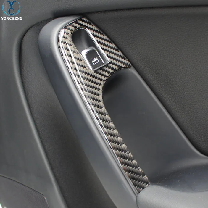Адаптировать для Audi A4 A5 специальный модифицированный Карбон волокно внутренняя отделка кнопки дверь, декоративные рамки Audi A4 A5 изменение 3D стикер
