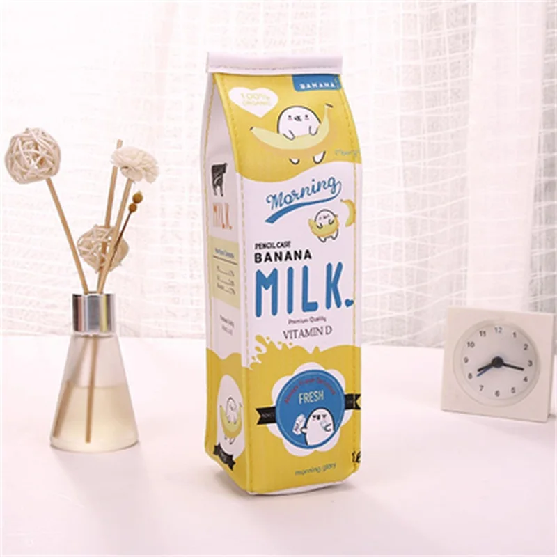 Чехол для карандашей из искусственной кожи с рисунком из мультфильма Morning Milk, органайзер для хранения канцелярских принадлежностей, сумка для школы и офиса Escolar - Цвет: Цвет: желтый