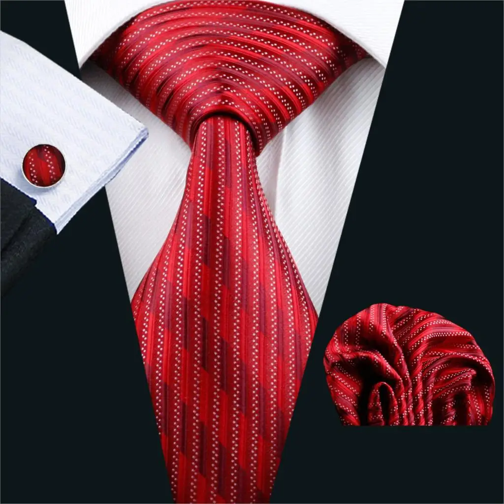 FA 420 Ties For Men Tie Red Striped Silk Jacquard Woven classic Tie