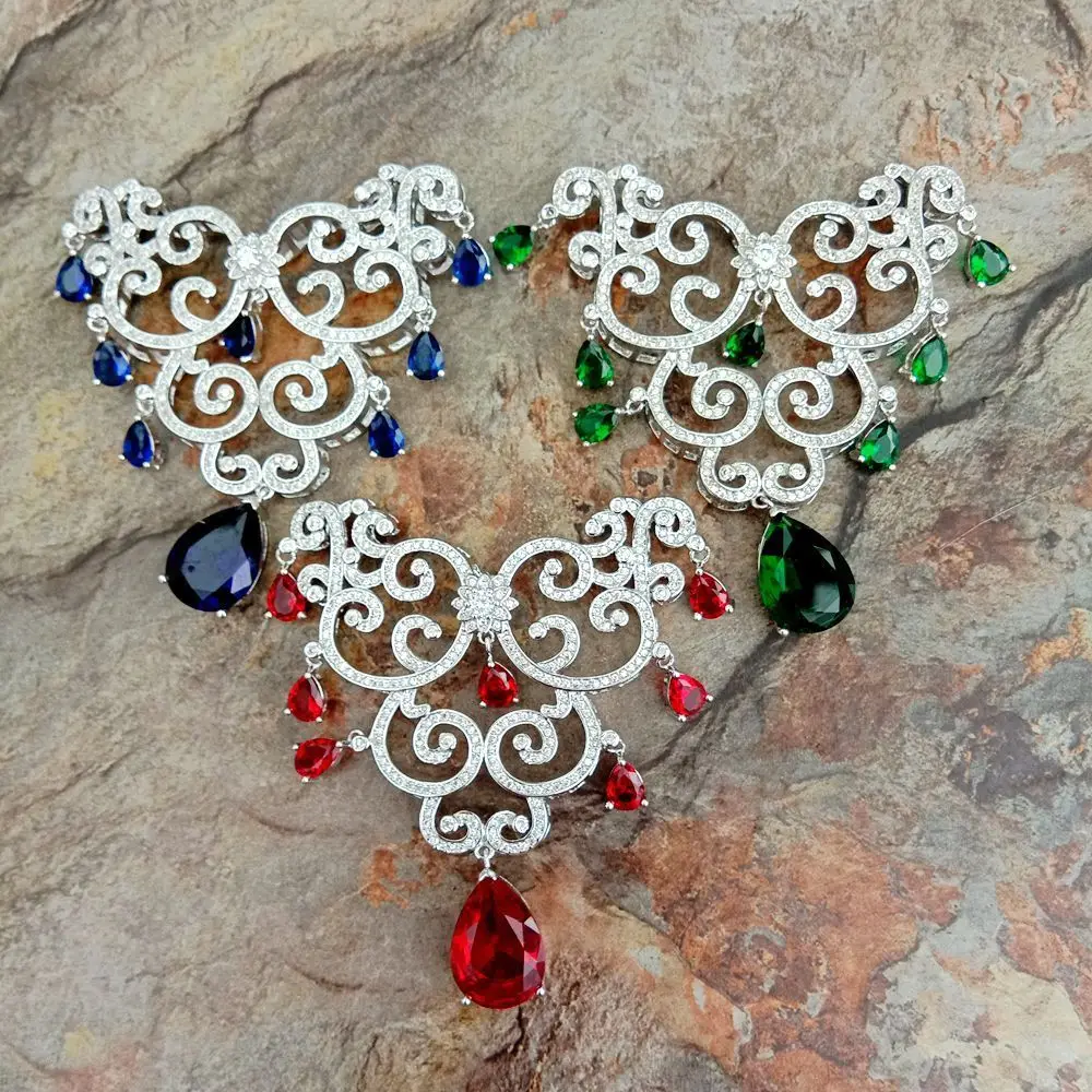 

1pc 55x60mm golden plated CZ micro clouds connector/pendant DIY Jewelry Findings