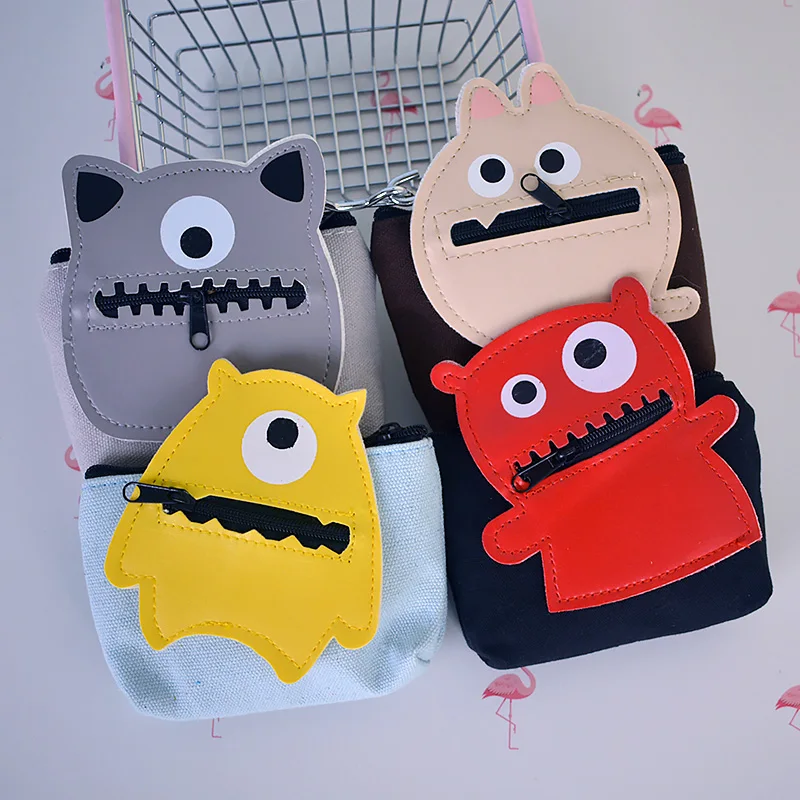 

IVYYE 1PCS Cute Monster Anime Canvas Coin Purse Cartoon mini Change Purses Coins Pouch Money Wallet Card Key Bags Kids Gift