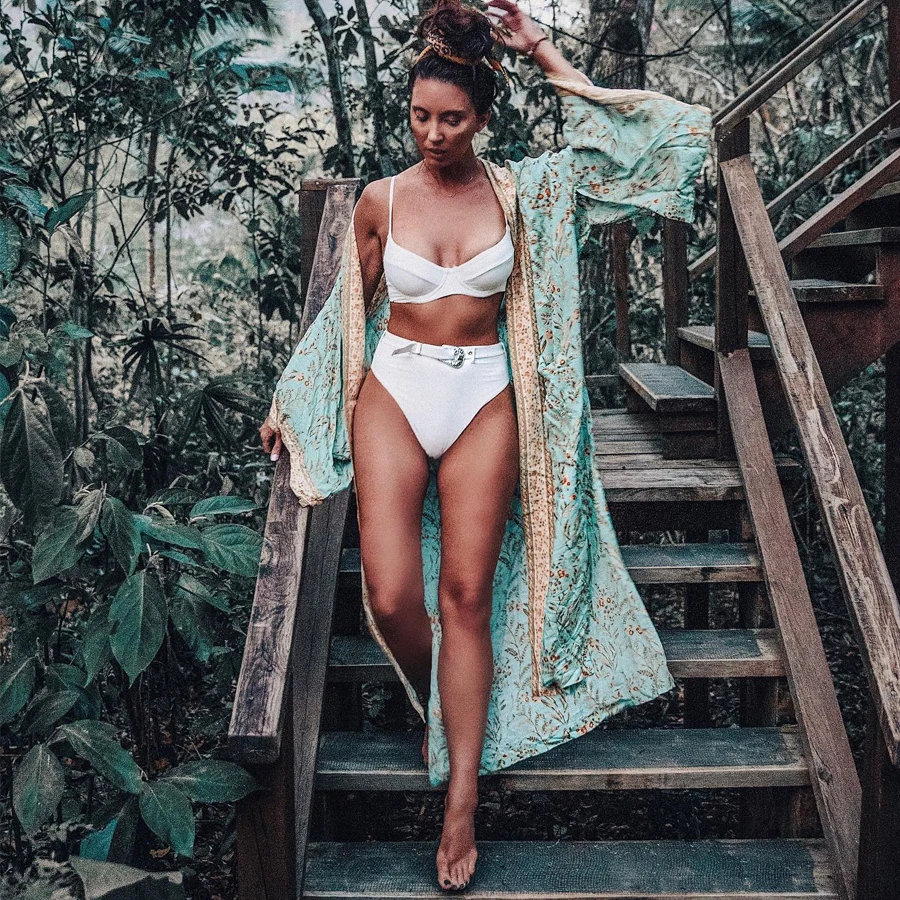 TEELYNN Boho robe Kaftan maisie Turquoise Floral print cardigan beach wear Kimono sleeve Side Slits loose summer women blouses TEELYNN Boho robe Kaftan maisie Turquoise Floral print cardigan beach wear Kimono sleeve Side Slits loose summer women blouses