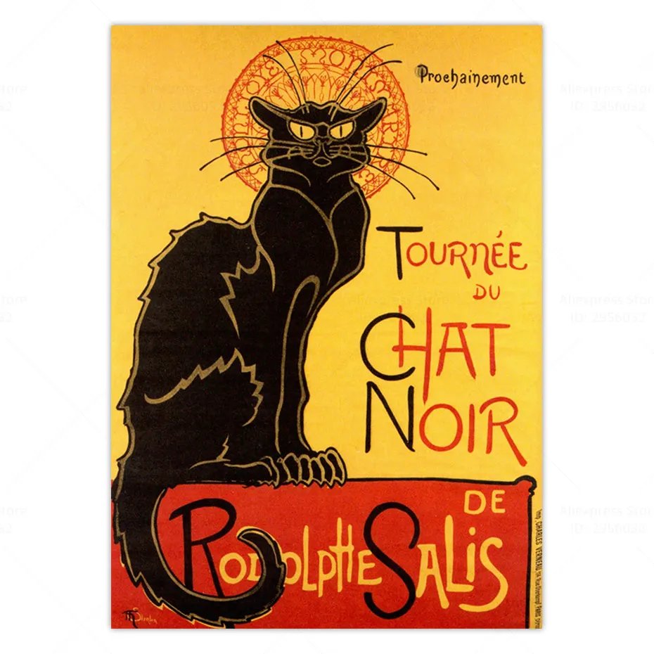 Tournee du Chat Noir Theophile александрэ штайнлен Ле чат Нуар Черный Кот Печать на холсте плакат стены Искусство домашний Декор картина искусство - Цвет: picture 1